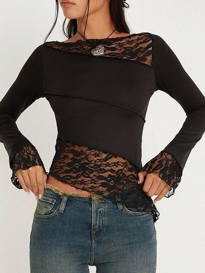 Vintage Slim Fit Floral Detail Long Sleeve Blouse