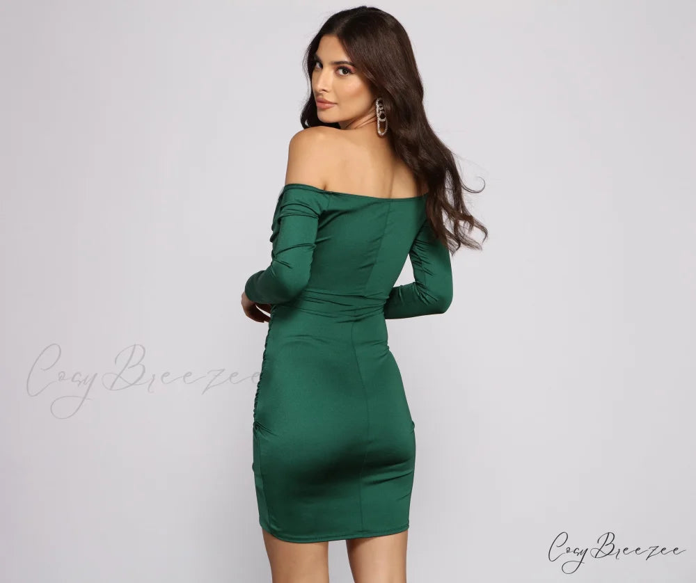 Feelin’ Luxe Off Charming The Shoulder Mini Dress
