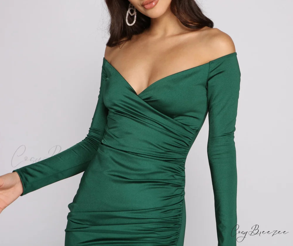 Feelin’ Luxe Off Charming The Shoulder Mini Dress