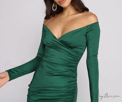 Feelin’ Luxe Off Charming The Shoulder Mini Dress