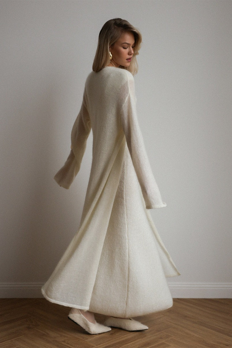 Vintage Knit Cardigan and Sleeveless Dress Two Piece Set