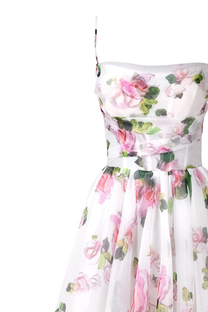 Apple Blossom Spaghetti Charming Strap Midi Dress