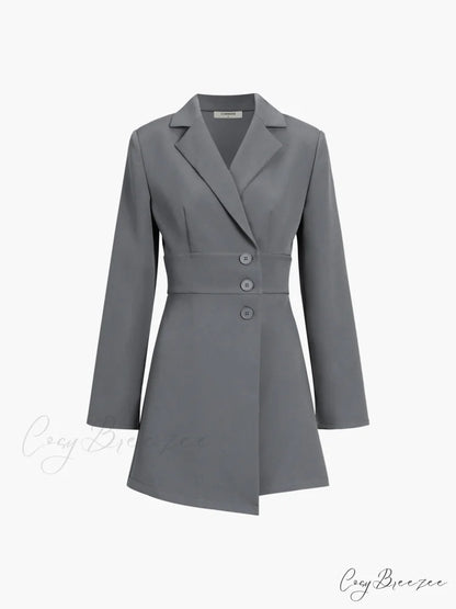 First Choice Blazer Trendy Long Sleeve Short Dress Grey / XS