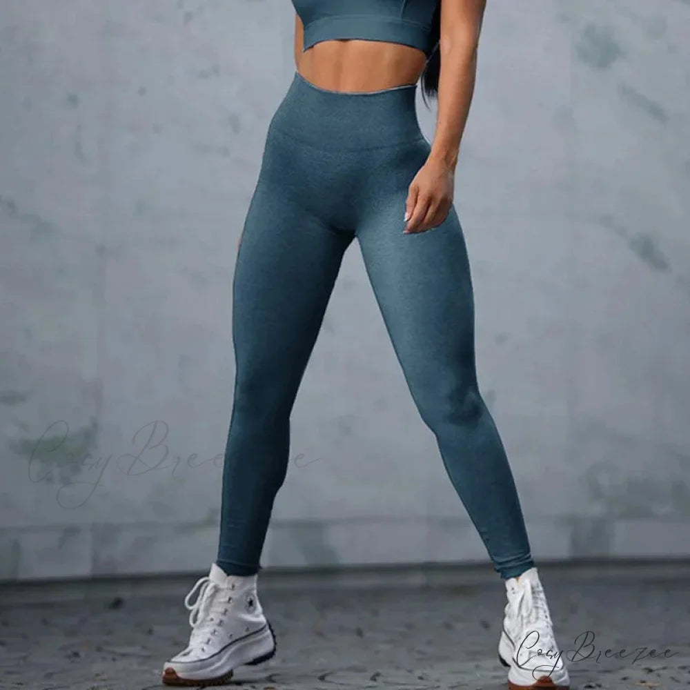 Fitness Sport Seamless Running Yoga Sportswear High Waist Push Up Athletic Slim Jogging Female Leggings BLUE / S