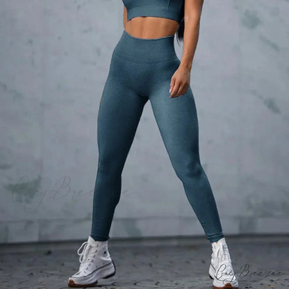 Fitness Sport Seamless Running Yoga Sportswear High Waist Push Up Athletic Slim Jogging Female Leggings BLUE / S