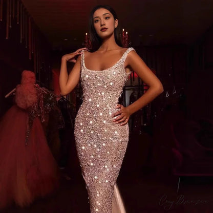Fitted Skirt Sleeveless Square Neck Formal Dress promdress-250223