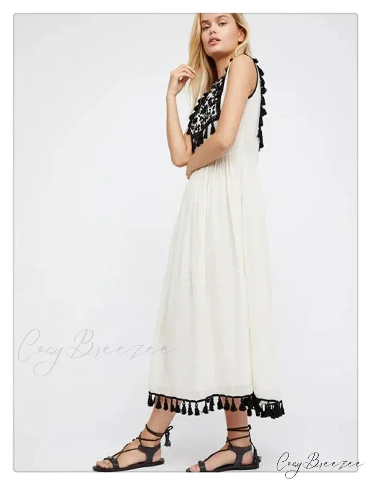 Flare Sleeve Vintage Style Floral Boho Dress bohodress-250126
