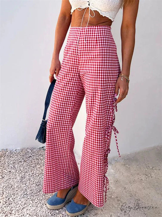 Flared Lace Sheer Bootcut Stylish Pant PINK / S pant-250223
