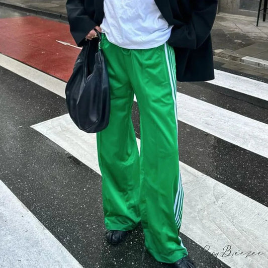 Flared Solid Shade Elevated-Waist Cotton Linen Pant Green / S pant-250223