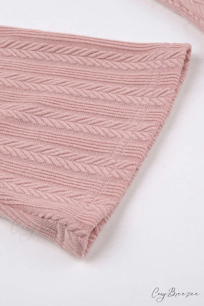 Flares Sleeve Backless Cable Knit Dress