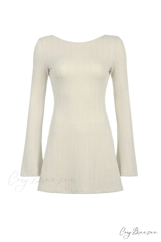 Flares Sleeve Backless Cable Knit Dress