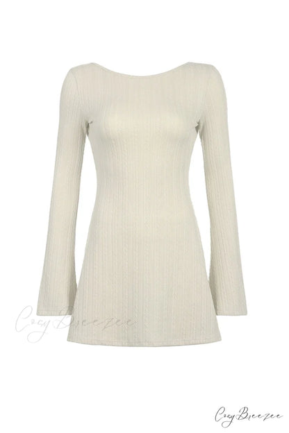 Flares Sleeve Backless Cable Knit Dress