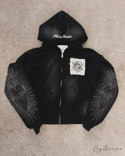 Flash Diamond Oversized Hoodie black 7 / M hoodies-241228
