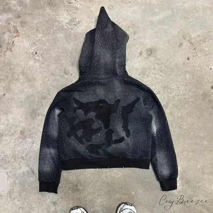 Flash Diamond Oversized Hoodie hoodies-241228