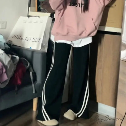 Fleece Striped Winter Sweatpants Pants pants-241228