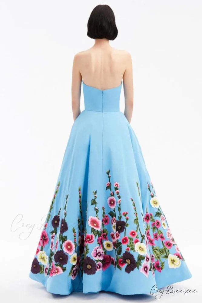 Fleur of Dreams Floral Modern Lace Applique Maxi Dress