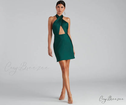Flirtatious Flare Stylish Halter Skater Dress