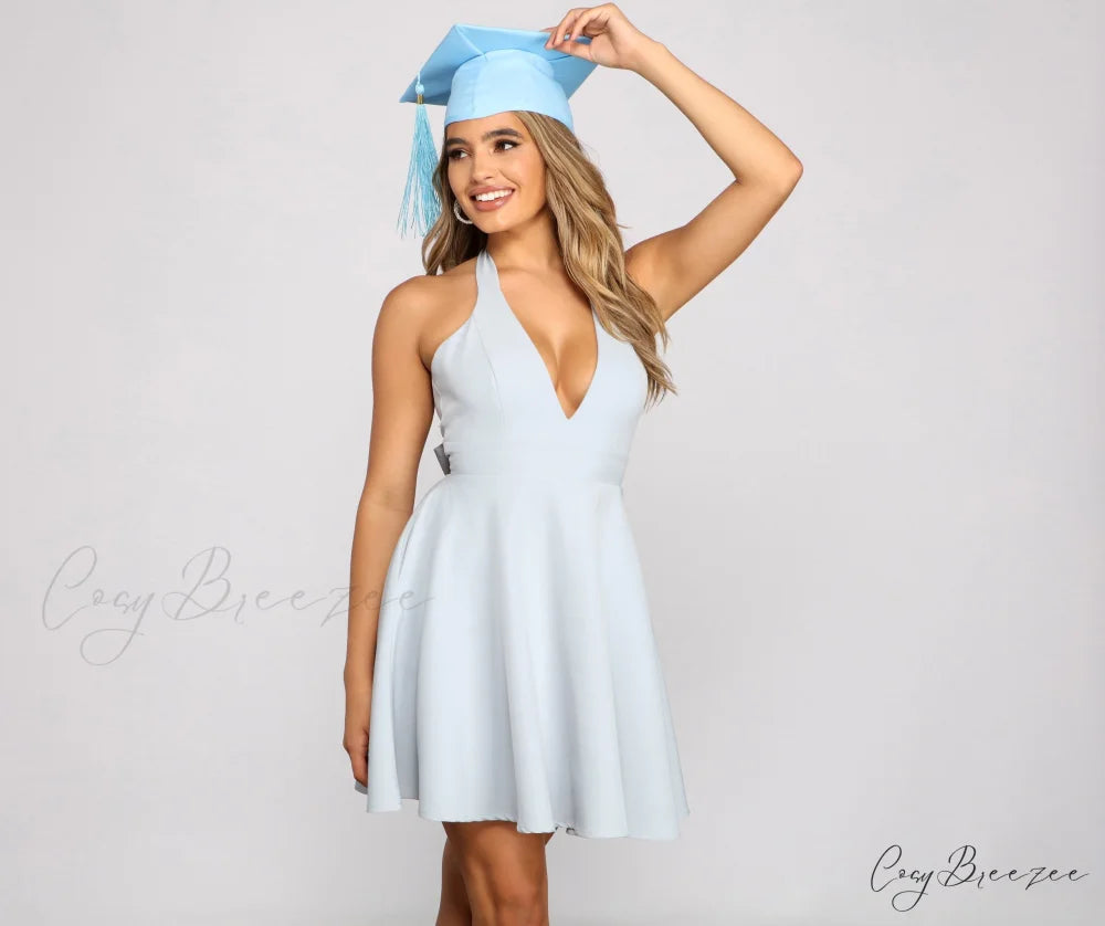Flirty And Flowy Charming Halter Skater Dress