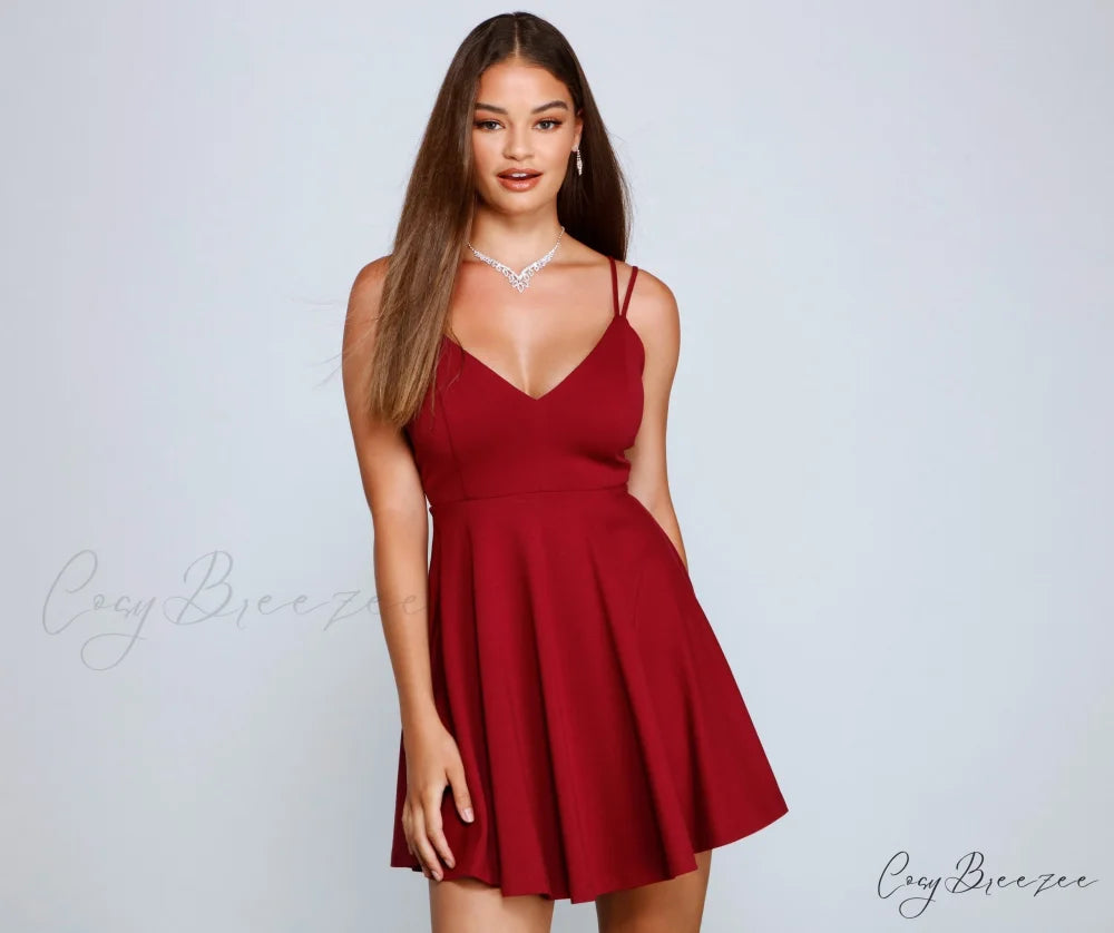 Flirty And Frilly Charming Pleated Skater Dress