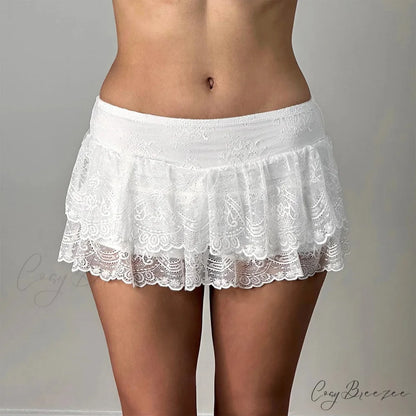 Flirty Mesh Pleated Hem Skirt skirts-250223