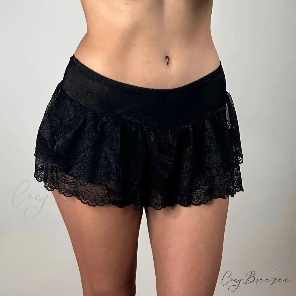 Flirty Mesh Pleated Hem Skirt skirts-250223
