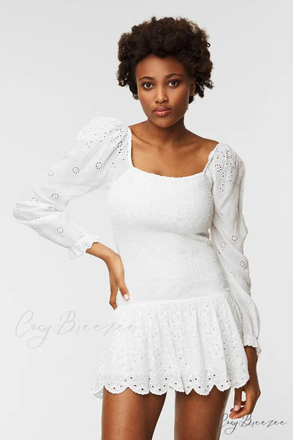 Flirty Vacay Graceful Eyelet Mini Dress