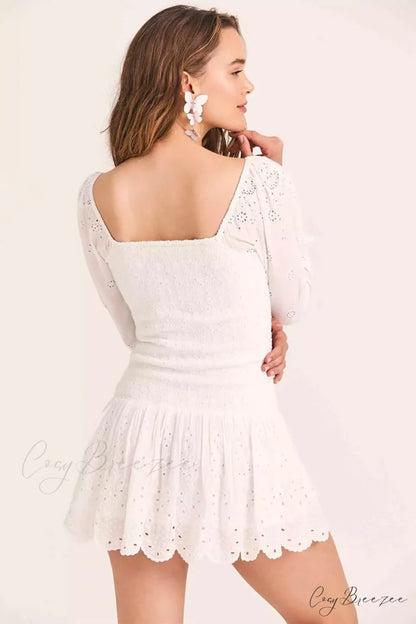 Flirty Vacay Graceful Eyelet Mini Dress