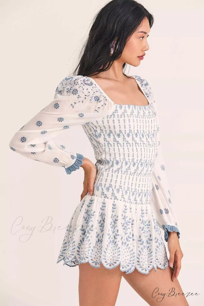 Flirty Vacay Graceful Eyelet Mini Dress
