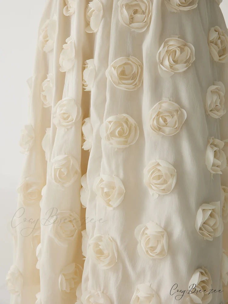 Floral A-Line Graceful Midi Skirt