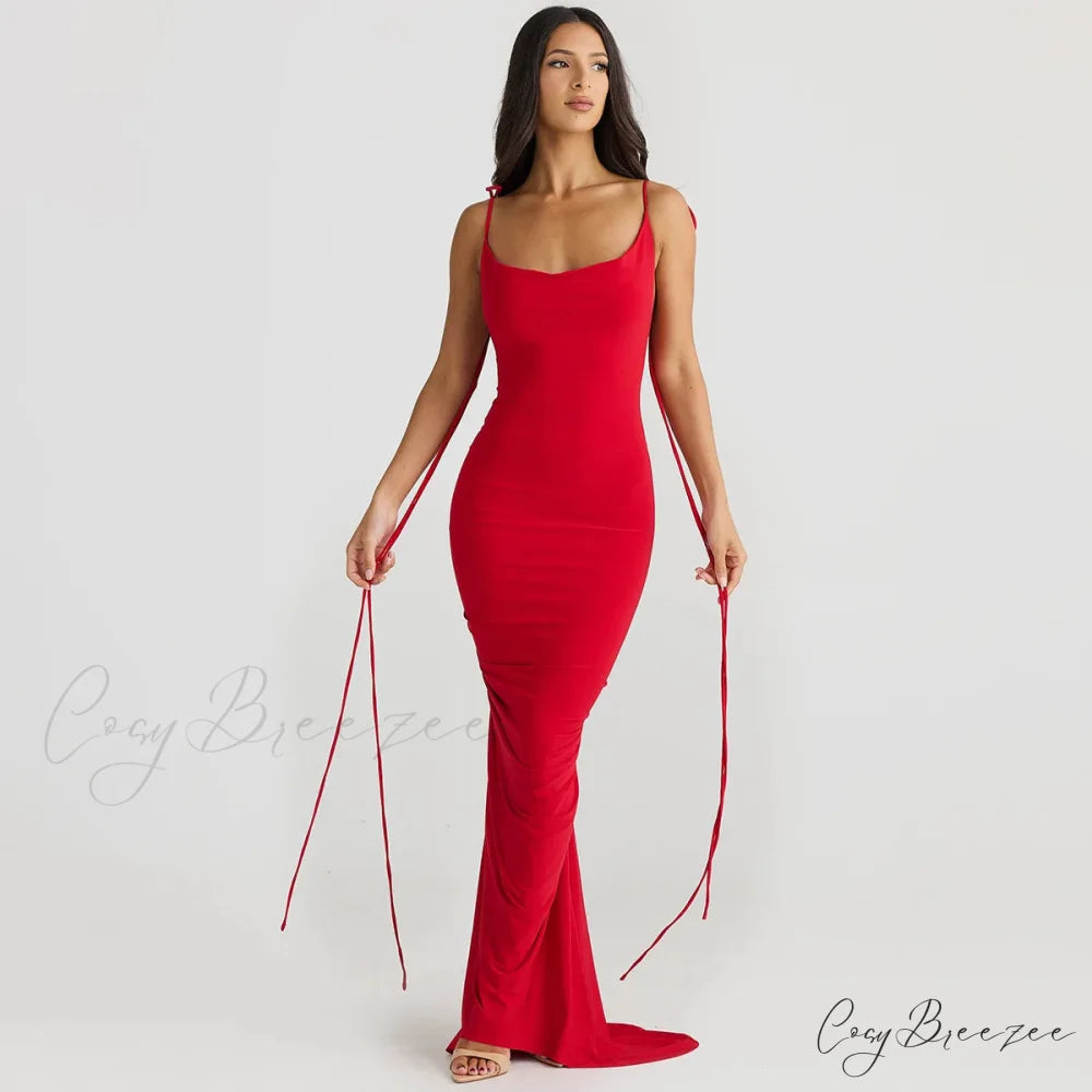 Floral-applique Backless Maxi Christmas Party Dress