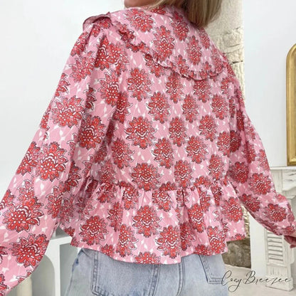 Floral Babydoll Frilled Shirt blouse-250223