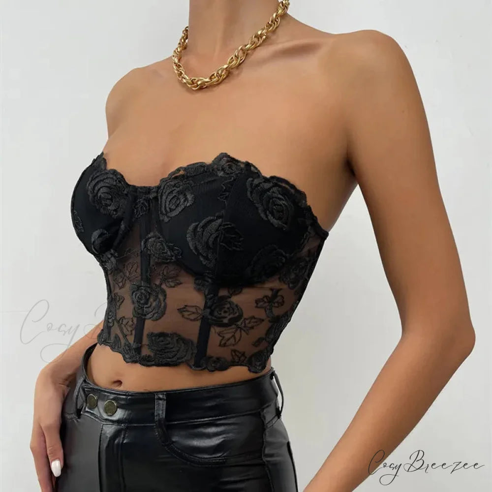 Floral Backless Strapless Sexy Crop Top croptop-250126
