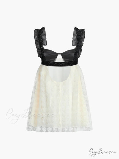 Floral Backless Tie Trendy Up Bow Short Dress