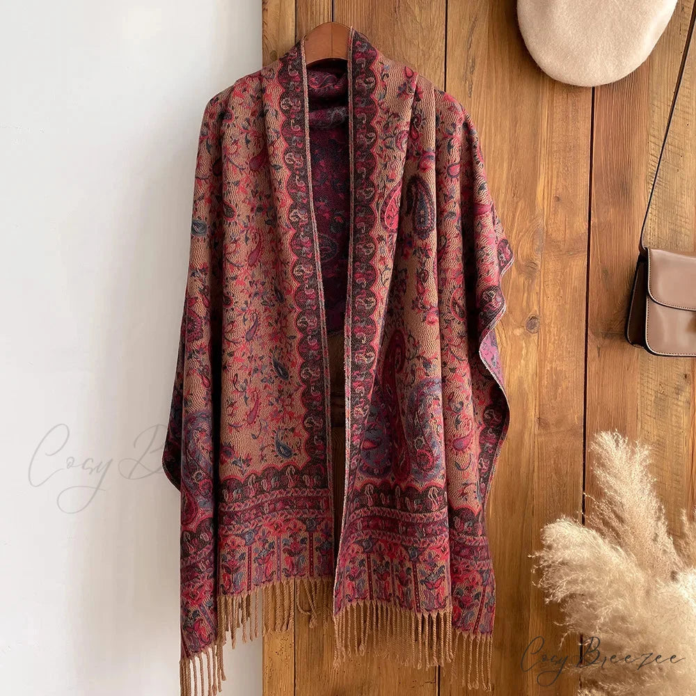 Floral Cashmere Blanket Winter Scarf scarf-241228