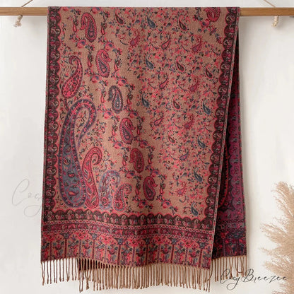 Floral Cashmere Blanket Winter Scarf red 1 scarf-241228