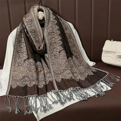 Floral Cashmere Shawl Winter Scarf Multi Color 5 scarf-241228