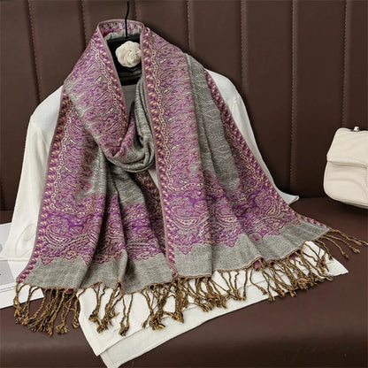 Floral Cashmere Shawl Winter Scarf Multi Color 6 scarf-241228