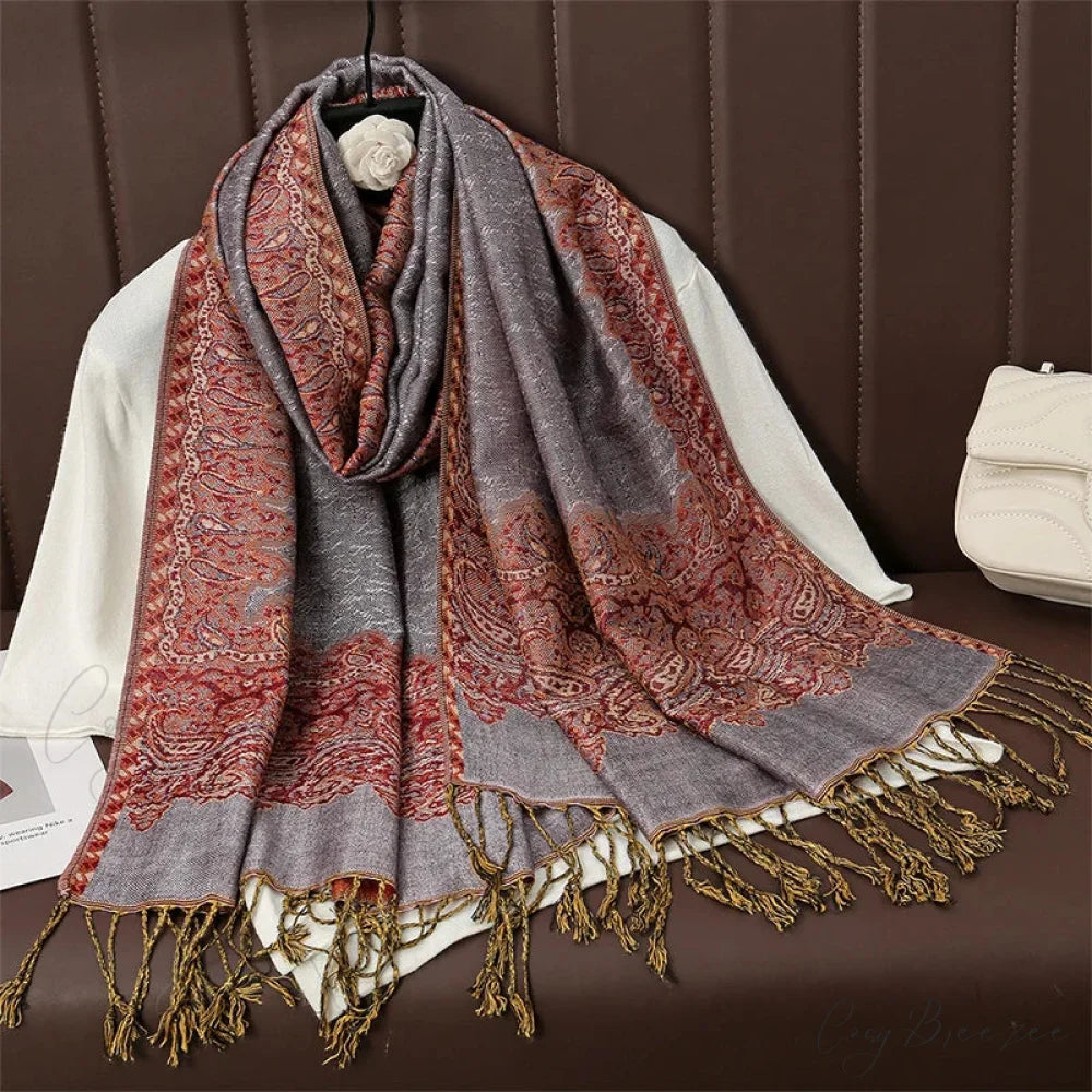 Floral Cashmere Shawl Winter Scarf Multi Color 8 scarf-241228