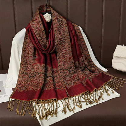 Floral Cashmere Shawl Winter Scarf red 2 scarf-241228