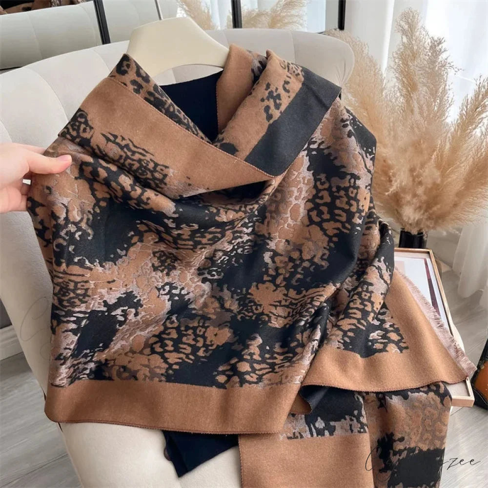 Floral Cashmere Winter Blanket Scarf Color2 scarf-241228