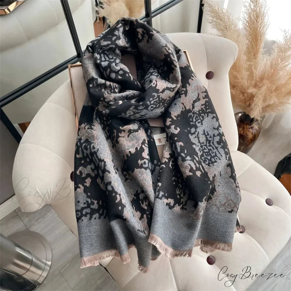 Floral Cashmere Winter Blanket Scarf Color3 scarf-241228