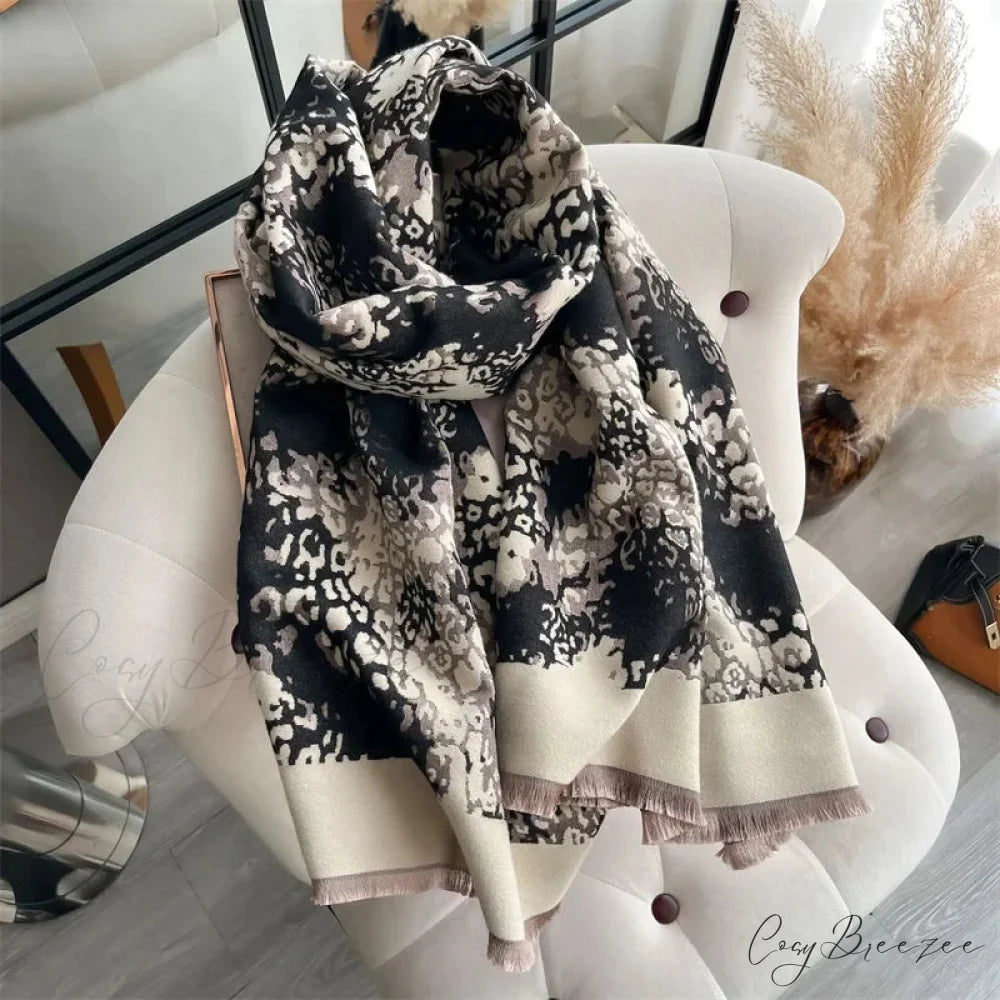 Floral Cashmere Winter Blanket Scarf Color4 scarf-241228
