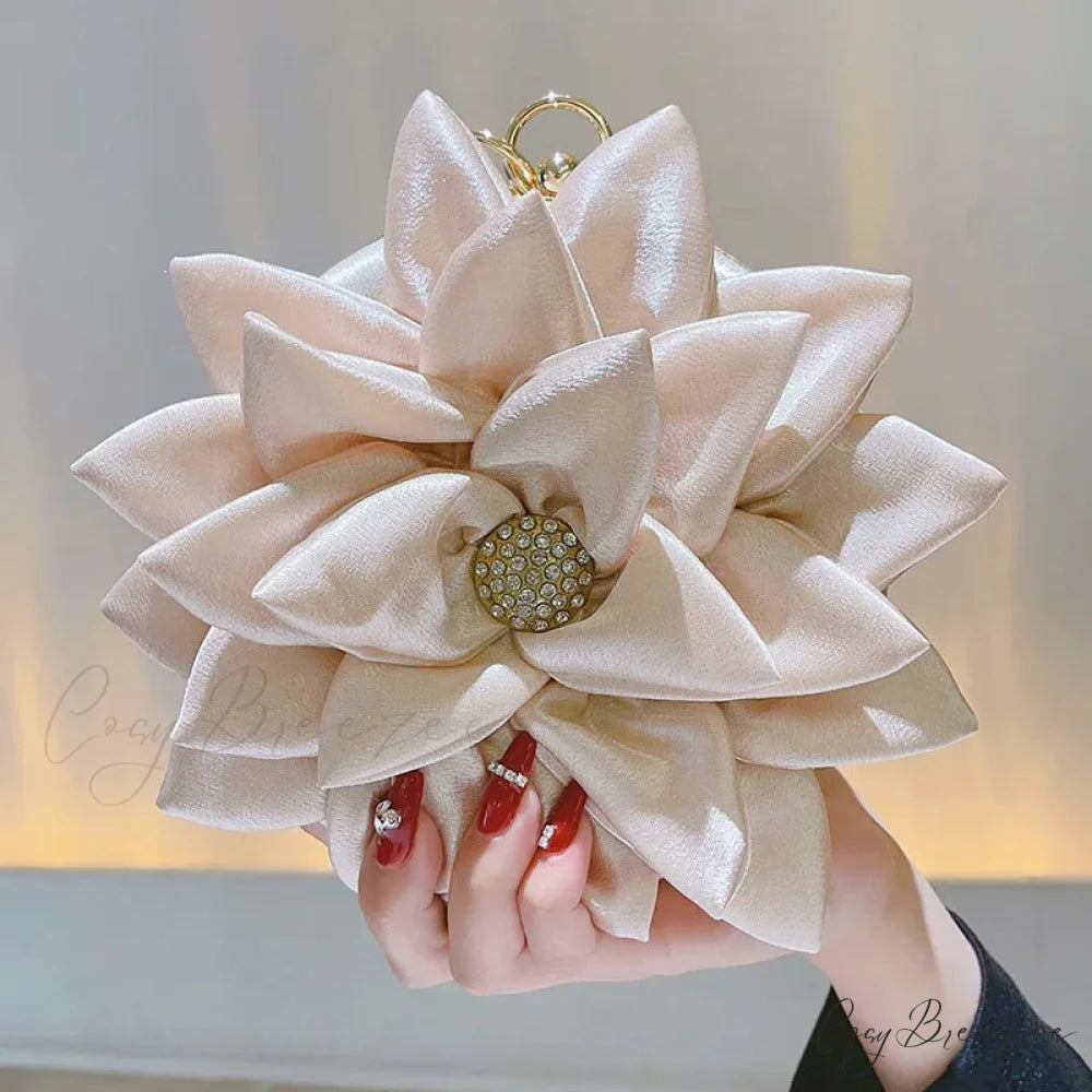Floral Champagne Tote Beige wristlet-250126