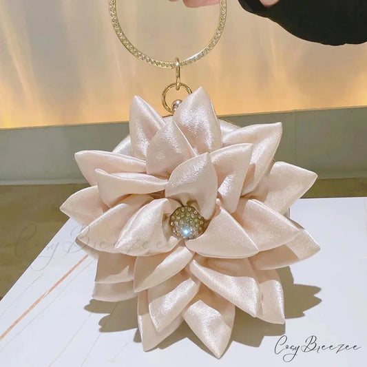 Floral Champagne Tote Beige wristlet-250126