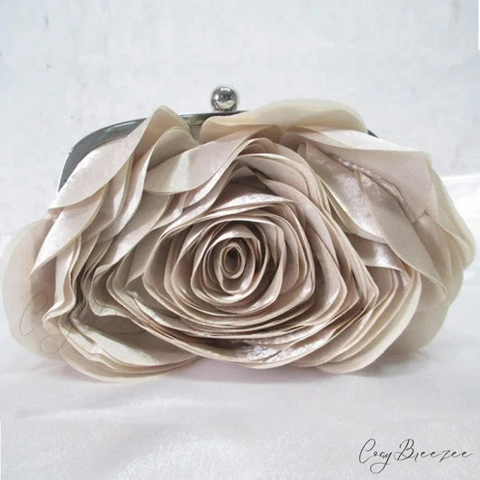 Floral Design Evening Bag Wedding Chain Clutch Bag Beige clutchbag-250126