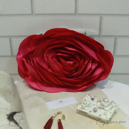 Floral Design Evening Bag Wedding Chain Clutch Bag Red clutchbag-250126