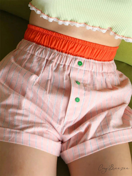 Floral Fastened Low-Rise Short pink / S short-250223