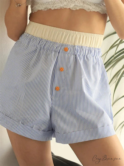 Floral Fastened Low-Rise Short sky blue / S short-250223