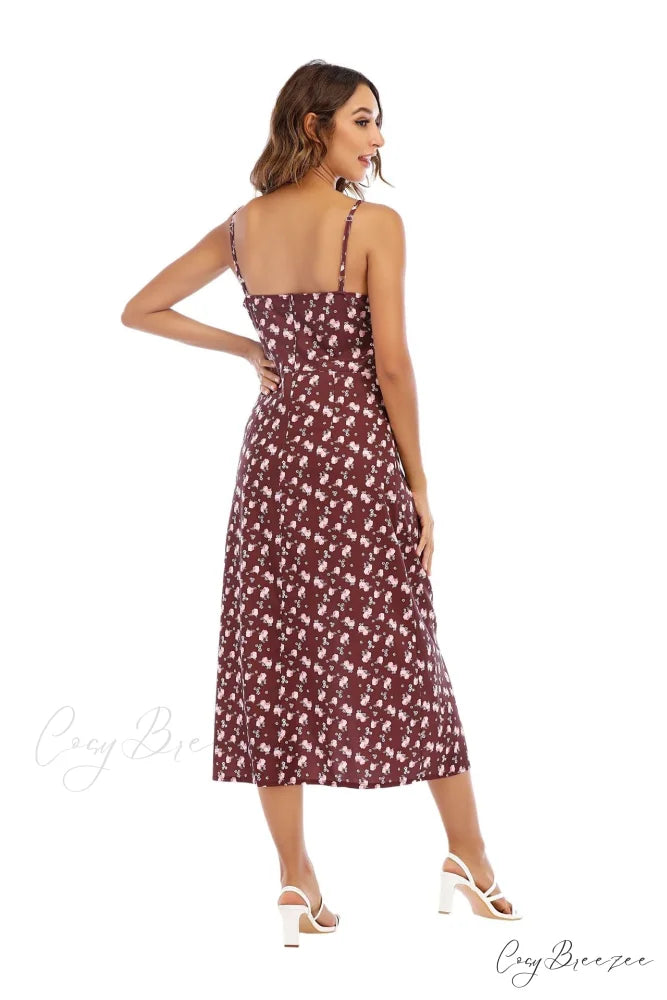 Floral Flair Stylish Woven Midi Dress