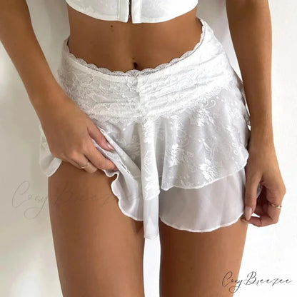 Floral Lace Festival Rave Skirt WHITE / S skirts-250223